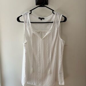 White Sleeveless Eyelet Top